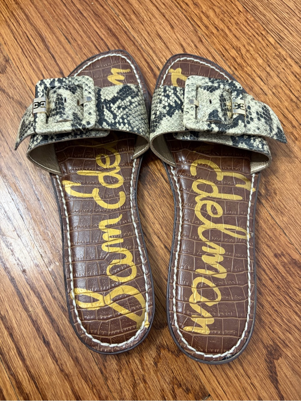 Sam Edelman Snakeskin Buckle Slide Sandals summer designer